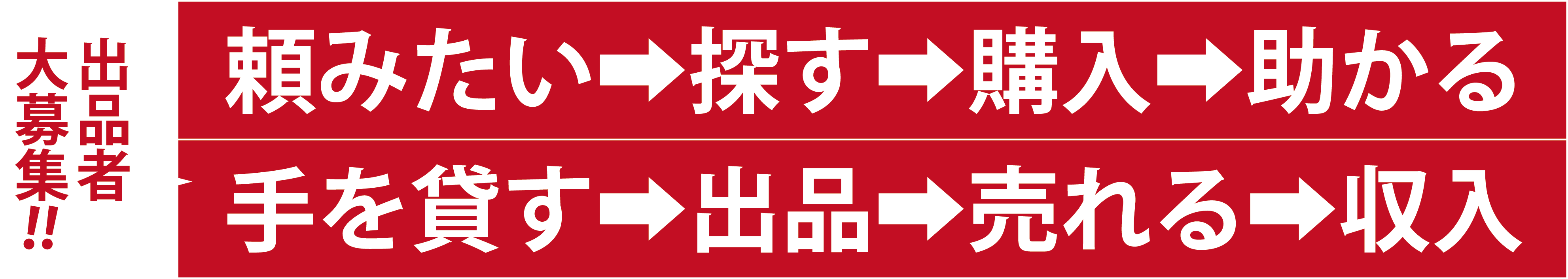 出品者大募集!!頼みたい➡探す➡購入➡助かる 手を貸す➡出品➡売れる➡収入